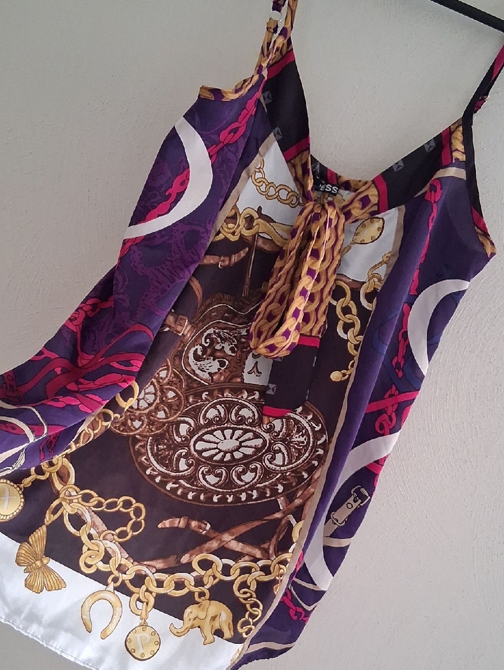 Express Purple and Gold Chain-Print Sleeveless Camisole